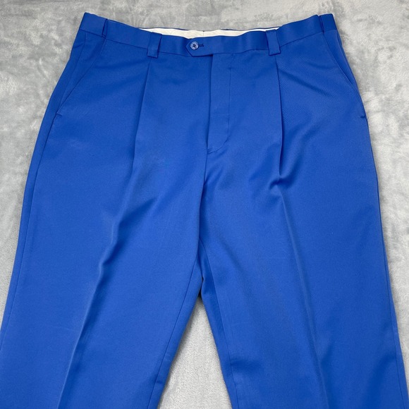 VTG Falcone Dress Pants Men's Size 40W 46L Blue Utility Press Polyester NEW - Picture 2 of 7